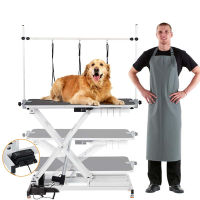 Professional Electric Dog Grooming Table, Height Adjustable (9.4"-39.4") Pet Grooming Table with Foot Control, X-Lift, Anti-Slip Tabletop, Dog Grooming Station Max Load 264Lbs