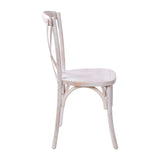 Merrick Lane Bardstown Bistro Style Wooden Dining Chair - Lime Wash - High X-Back Merrick Lane