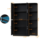 Loomie Kitchen Pantry Storage Cabinet, 64" Tall Freestanding Cupboard with Doors & Adjustable Shelves, Food Pantry Cabinet with 5-Tier External Shelf for Dining Room, Living Room (Black) Loomie