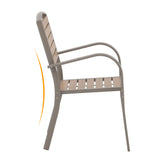 i-VTIES Patio Dining Chairs Set of 4,Outdoor Stackable Dining Chairs with Backrest & Armrest,Aluminum Frame Patio Furniture Chairs for Garden,Backyard,Lawn & Deck,Teak i-VTIES