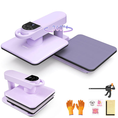 Whubefy Swivel Auto Heat Press Machine 15x15, 360° Swing Away Smart T-Shirt Printing W/Auto Release & Auto-Off, Adjustable Pressure & Higher Heating Height for HTV, Sublimation, Heat Transfer Projects