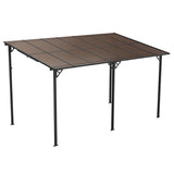 EBE 14' x 10' Gazebo, Hardtop Lean to Gazebo with Sloped Roof, Large Wall Mounted Gazebo Pergola, Metal Awning for Patio, Decks, Backyard EBE