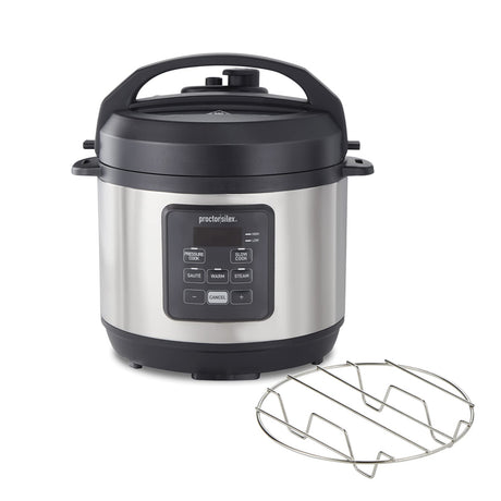 Proctor-Silex Simplicity 4-in-1 Electric Pressure Cooker, 3 Quart Multi-Function With Slow Cook, Steam, Sauté, Rice, Stainless Steel (34503) Proctor Silex