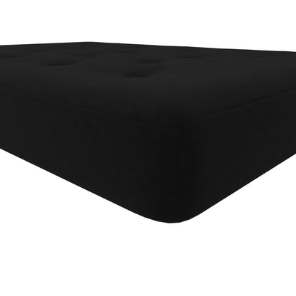 DHP Trule 8" Reversible Full Size Futon Mattress, Pocket Coil Spring, Polyester, Firm Support, Linen-Like Cover, Eco-Friendly, Black