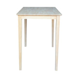 International Concepts Table Top Solid with Wood Bar Height Shaker Legs, 30 by 48-Inch, Unfinished IC International Concepts