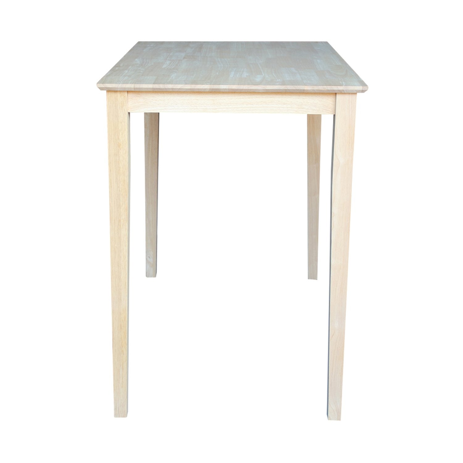 International Concepts Table Top Solid with Wood Bar Height Shaker Legs, 30 by 48-Inch, Unfinished - WoodArtSupply