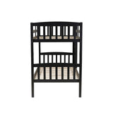 Linon Howell Black Solid Wooden Twin Over Twin Bunk Bed with Ladder Linon