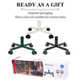 Blissun Christmas Tree Stand Base with Wheels, Movable Christmas Fake Tree Holder, Fits up to 7.5 FT Artificial Trees, Plant Caddy with Wheels, Plant Taxi, Plant Dolly Cart After Christmas (Green) Blissun
