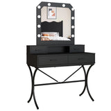 Vanity Table with Lighted Mirror, Modern Makeup Vanity Table with 10 Lights Makeup Desk 4 Drawer Storage Dressing Table for Bedroom (Black) Panana