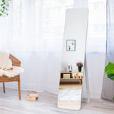Tangkula Full Length Floor Mirror with Stand, Full Body Mirror with Solid Wood Frame, Standing Hanging or Leaning Dressing Mirror for Home Office, 63” x 14.5” Tangkula