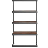 SIMPLIHOME Erina SOLID ACACIA WOOD and Metal 36 Inch Rectangle Modern Industrial Bookcase in Distressed Charcoal Brown, For the Living Room, Study Room and Office SIMPLIHOME