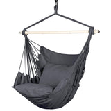 Highwild Hammock Chair Hanging Rope Swing - Max 500 Lbs - 2 Cushions Included - Steel Spreader Bar with Anti-Slip Rings - for Any Indoor or Outdoor Spaces (Grey) Highwild