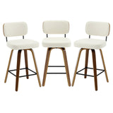 Bekrvio Mid Century Modern Swivel Bar Stools Set of 3 - 26" Upholstered Faux Leather with Ergonomic Backrest, Cream White Bekrvio