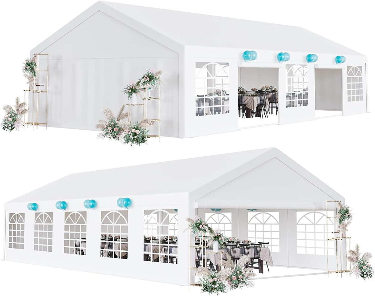 Garvee 20x40 FT Party Tent Heavy Duty Wedding Canopy with White Large Roof, Detachable Sidewalls, and 3 Storage Bags, Outdoor Party Canopy for Wedding Parties, Outdoor Events, and Camping Garvee
