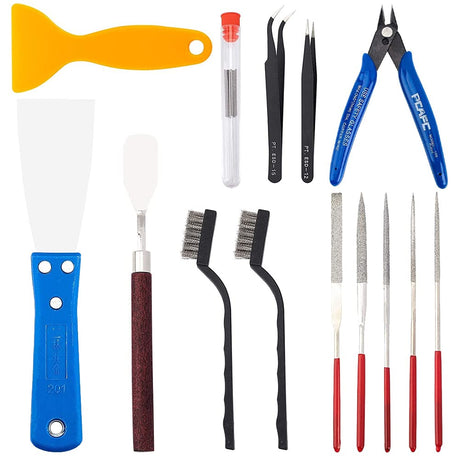 OLYCRAFT 23PCS 3D Printer Tool 3D Printer Nozzle Cleaning Tool Removal Tool Kit includes Putty Knife, Wire Brush, Wire Flush Cutter, Scraper Knife, Diamond Files and Tweezer for Cleaning 3D Printer OLYCRAFT