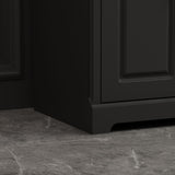 MOUMON Sideboard Credenza with Doors and Shelves, Credenza Sideboard Buffet with Drawers, Buffet Table Home Bar Cabinet for Kitchen Living Room Black (59.1”W x 15.7”D x 33.5”H) MOUMON