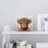 Highland Cow Wooden Box Sign Decor Desk Sign, Baby Highland Cow Nursery Decor, Western Decor, Highland Cow Gifts, Home Office Decor Rustic Farmhouse Square Desk Decor Sign for Shelf Krollma