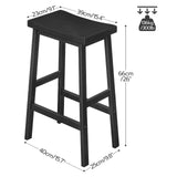 HOOBRO Bar Stool,Set of 2 Bar Stools, Bamboo Bar Chairs, 26 Inches Kitchen Counter Stools with Footrest, Saddle Stools, for Living Room, Dining Room, Party Room, Industrial Style, Black BB03MD01G2 HOOBRO