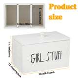 Otuuz Tampon Holder for Bathroom with Lid Tampon Storage Pad Container for Bathroom Feminine Product Organizer Wood Farmhouse Bathroom Organizer Countertop Storage Box Movable Partition(Blank Style) Otuuz