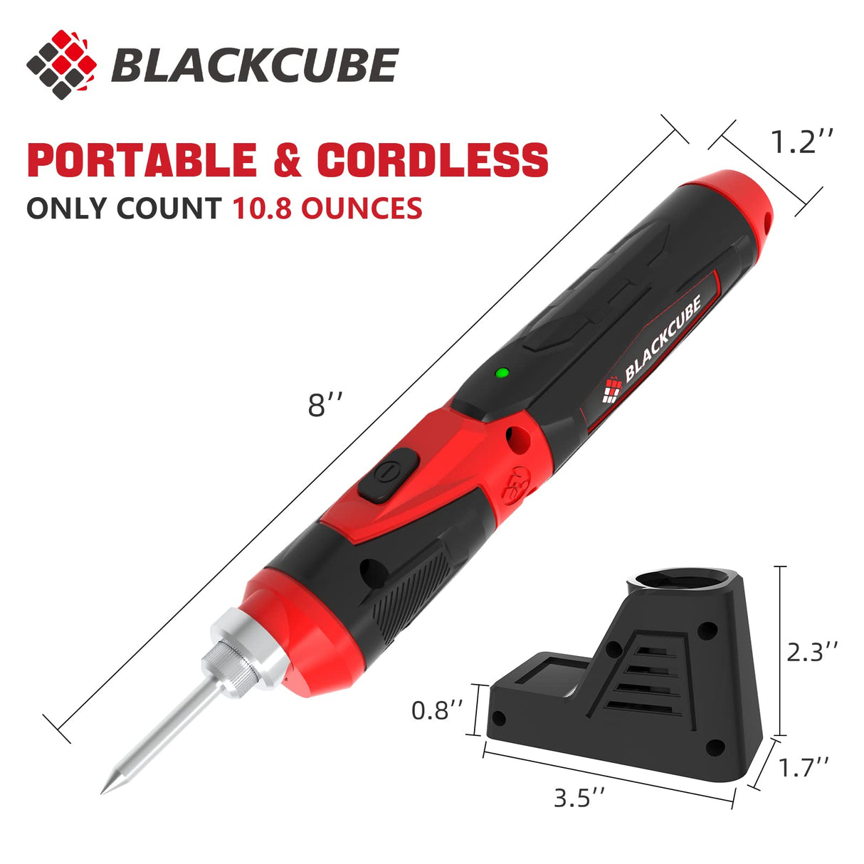 BLACKCUBE 4V Cordless Soldering Iron, Soldering Kit with 2000mAH Rapid Heat Lithium-Ion Battery and Solder Tips, LED Spotlight & Rechargeable Soldering Iron Kit, Professional Portable Welding Tool BLACKCUBE