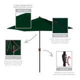 California Umbrella 9' Round Aluminum Market Umbrella, Crank Lift, Auto Tilt, Bronze Pole, Hunter Green Olefin California Umbrella