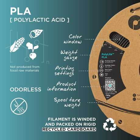 Polymaker PLA Filament, Black 3D Printing PLA Filament 1.75mm 1kg - PolyLite 3D Printer PLA Filament, Dimensional Accuracy +/- 0.03mm, Compatible with Most 3D Printer, Black POLYMAKER