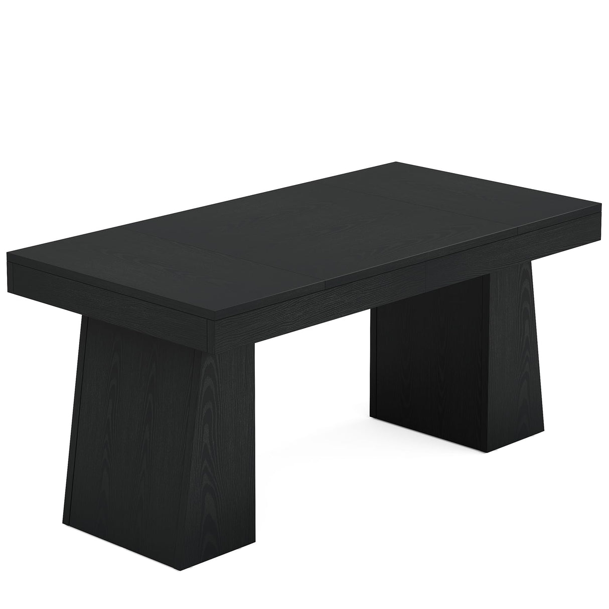 Tribesigns 55 Inches Executive Desk, Mid-Century Modern Home Office Desk with Double Trapezoid Base, Wood Computer Desk Business Workstation Desk Small Conference Table, Black Tribesigns