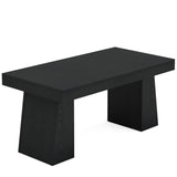 Tribesigns 55 Inches Executive Desk, Mid-Century Modern Home Office Desk with Double Trapezoid Base, Wood Computer Desk Business Workstation Desk Small Conference Table, Black Tribesigns