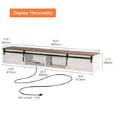 FITUEYES Floating TV Stand for TVs up to 85 Inch, Wood Entertainment Center With Sliding Barn Door, TV Shelf Media Console Table for Living Room, Bedroom, Antique White FITUEYES
