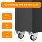 LCAOPC Metal Storage Cabinet with Wheels, Lockable Garage Cabinet with Wheels, Tool Cabinet on Wheels, Metal Rolling Utility Cabinet for Home, Office, Garage and Workshop, Black LCAOPC