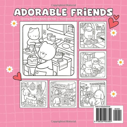 Adorable Friends: Cute & Simple Coloring Book for Adults & Kids