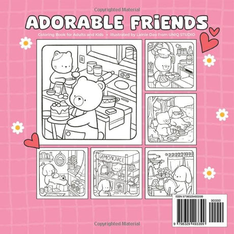 Adorable Friends: Cute & Simple Coloring Book for Adults & Kids WoodArtSupply