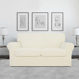 Easy-Going 3 Pieces Stretch Soft Couch Cover for Dogs - Washable Sofa Slipcover for 2 Separate Cushion Couch - Elastic Furniture Protector for Pets, Kids (Loveseat, Ivory) Easy-Going