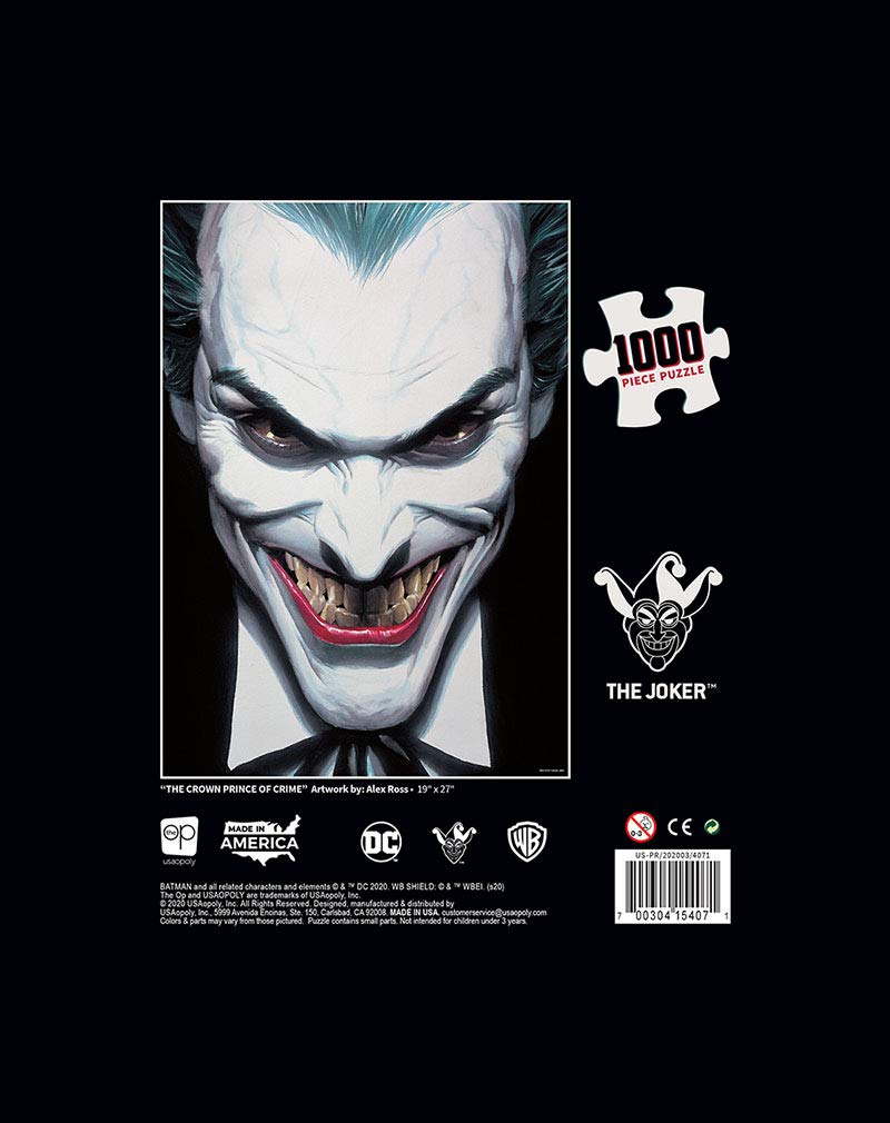 USAOPOLY The Joker Crown Prince of Crime 1000 Piece Jigsaw Puzzle | Collectible Puzzle Featuring Crime Villain Joker | Officially Licensed DC Comics Merchandise (PZ010-536-002000-06) USAOPOLY