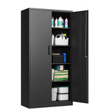 PEUKC Metal Garage Storage Cabinet, 71-inch Tall Storage Cabinet with Adjustable Shelves & Locking Doors, Tool Cabinets for Garage,Office,Home,School,Gym Storage (Black) PEUKC