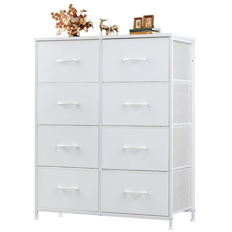 Atilioo Dresser for Bedroom with 8 Drawers, Anti-Tip Tall Fabric Chests Storage Organizer Tower Furniture with Wooden Top Metal Frame for Clothes, Closet, Living Room, Hallway, Entryway Atilioo
