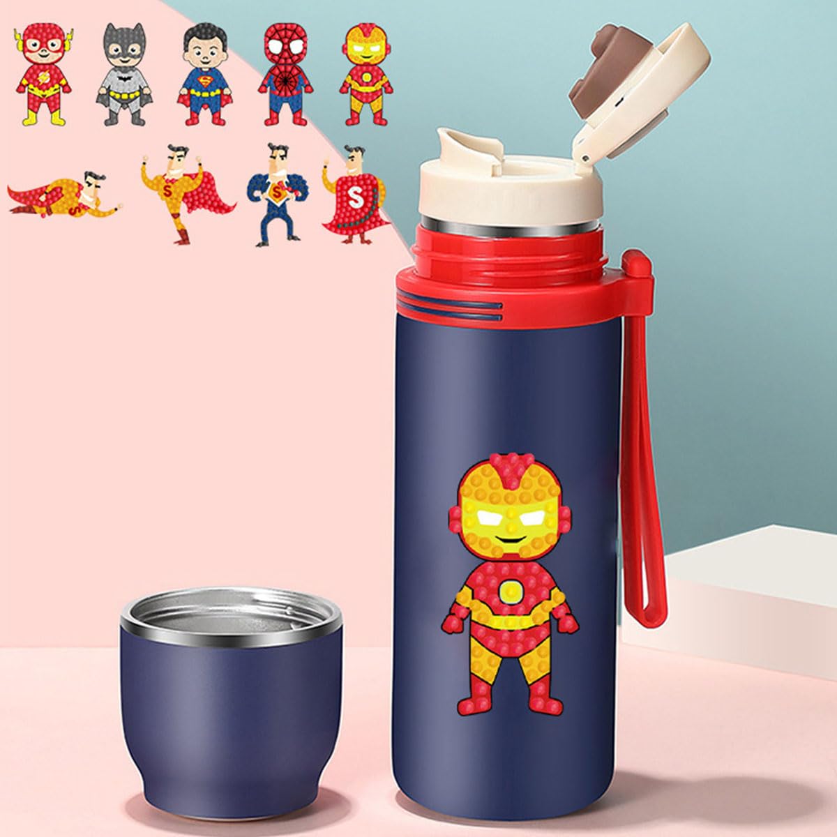 SHOWERRING 5D DIY Diamond Art Stickers Kits for Kids,Cartoon Gem Digital Art Painting Stickers Mosaic Craft Kit (Super Hero) SHOWERRING