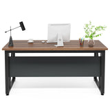 Tribesigns 55 inches Simple Computer Desk,Home Office Desk Writing Table for Workstation,Dark Walnut + Steel Leg， Cabinet not Included (Walnut, 55-inch) Tribesigns