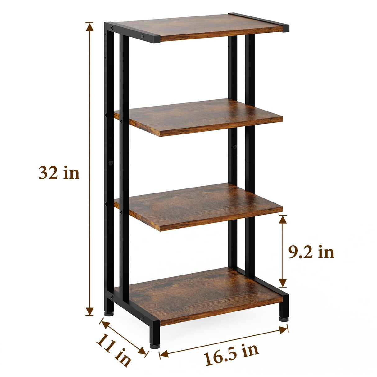 X-cosrack 4-Tier AV Media Stand Corner Shelf Wooden Corner Shelves Component Cabinet Stereo Audio Rack Stand Tower Perfect for DVD Players:Game Console:TV Box:Cable Box:Xbox:WiFi Router X-cosrack