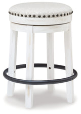 Signature Design by Ashley Valebeck 24" Counter Height Upholstered Swivel Stool, White & Black Signature Design by Ashley