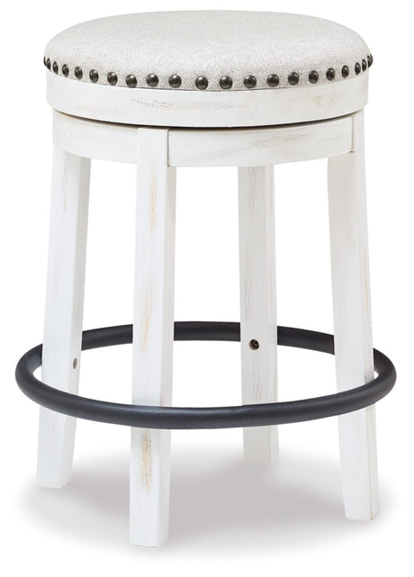 Signature Design by Ashley Valebeck 24" Counter Height Upholstered Swivel Stool, White & Black Signature Design by Ashley