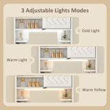 ARTETHYS Floating Vanity Desk with Mirror and Lights Small Wall Mounted Makeup Set with Storage White Farmhouse Dressing Table for Tiny Space ARTETHYS