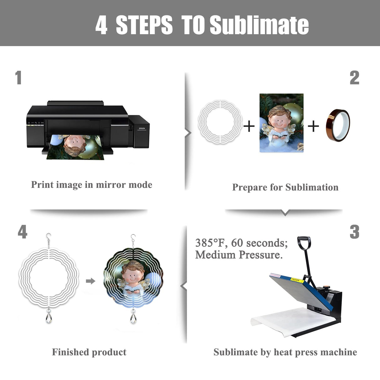 WindMage 6 Pack 8inch Sublimation Wind Spinner Blanks 3D Aluminum Metal Wind Sculpture Kinetic Spinners for Yard and Garden Indoor Art Ornaments Hanging Decoration (Classics) WindMage