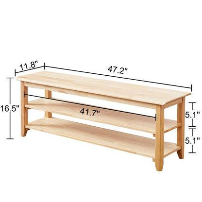 XKZG Storage Bench Wooden Shoe Bench Simple Style Wood Entryway Bench Shoe Rack (Natural,47.2") - WoodArtSupply