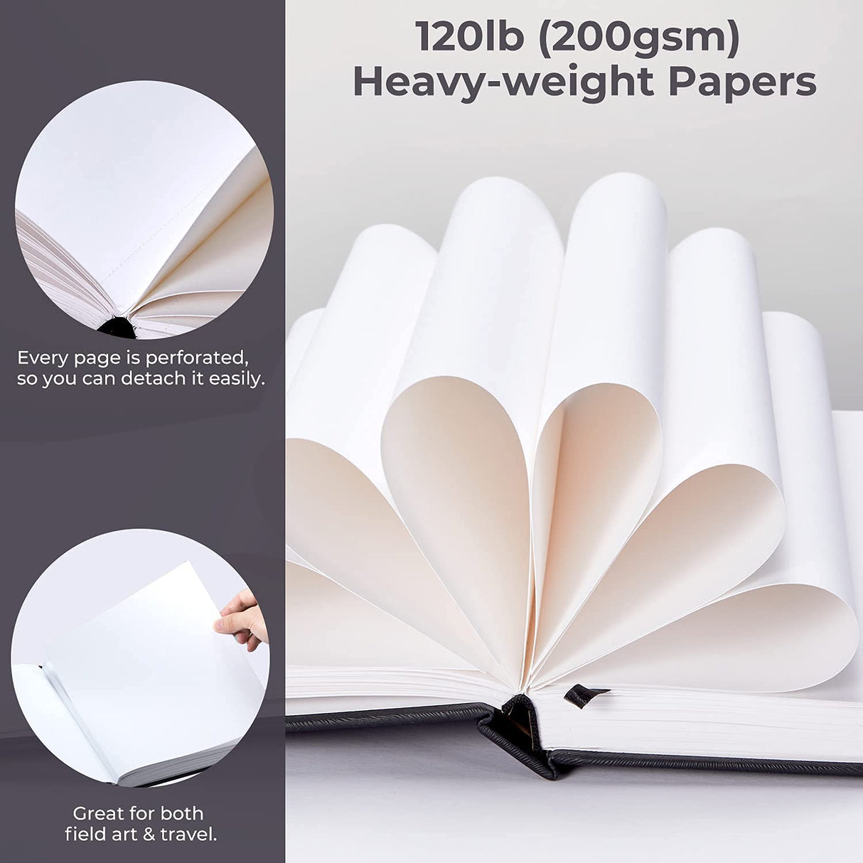 Ohuhu Mix Media Pad - 8.3"x8.3" Mixed Media Art Sketchbook, 120 lb/200 GSM Heavyweight Papers, 78 Sheets/156 Pages, PU Hardcover Mixed Media Paper Pad for Acrylic Painting Christmas Gift Ohuhu