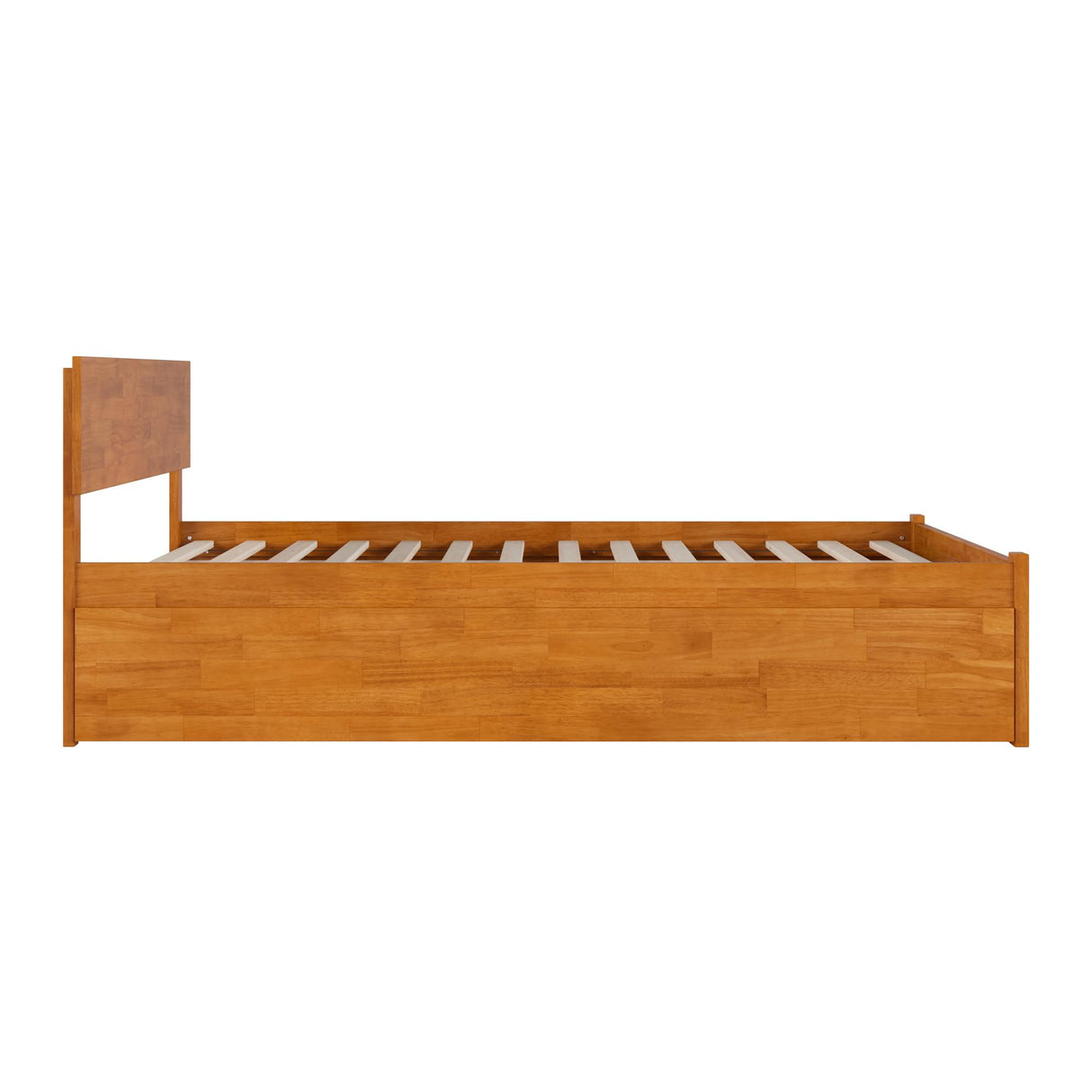 AFI Orlando Queen Solid Wood Platform Bed with Footboard & Twin XL Trundle in Light Toffee AFI