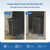 Pull Out Trash Can Under Cabinet & Under Sink - Heavy Duty Sliding Adjustable Cabinet Garbage Can Organizer, Requires Minimum Cabinets Opening 13" W X 18" D,Chrome Finish (Waste Bin Not Included) Tanamu