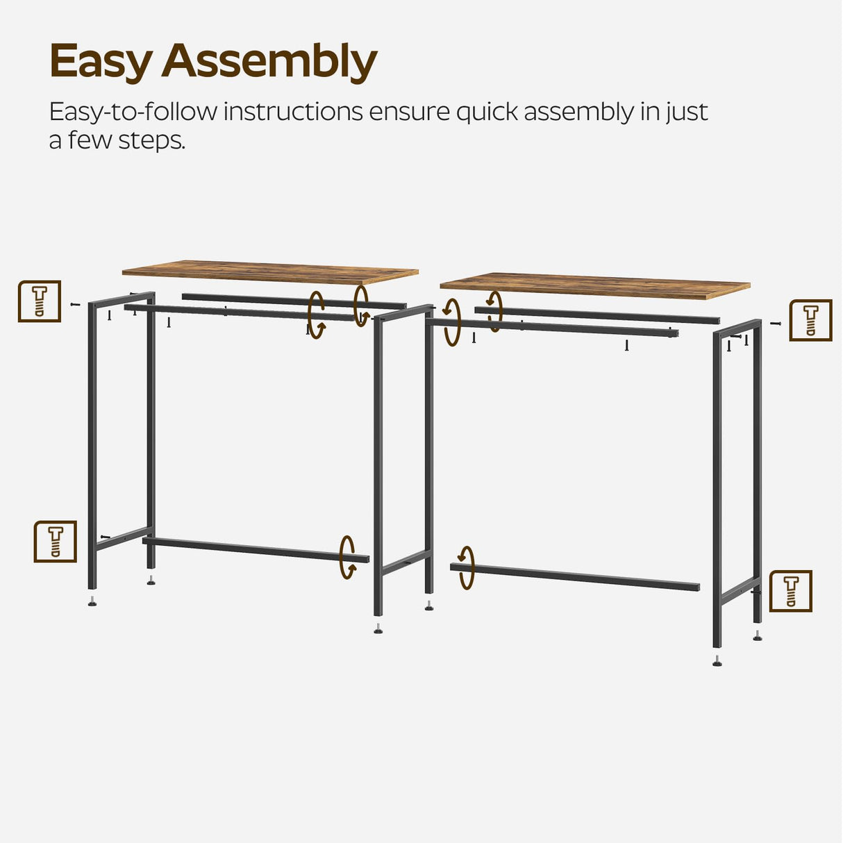 YATINEY 63" Long Bar Table, Counter Bar Height Table, High Top Table, Rectangular Hightop Table, Bar Pub Table, for Kitchen, Living Room, Dining Table, Entryway, Rustic Brown and Black BT06BR YATINEY