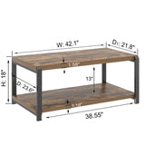 EXCEFUR Modern Coffee Table, Industrial Wood and Metal Center Table, Cocktail Tea Tables for Living Room, Rustic Brown EXCEFUR