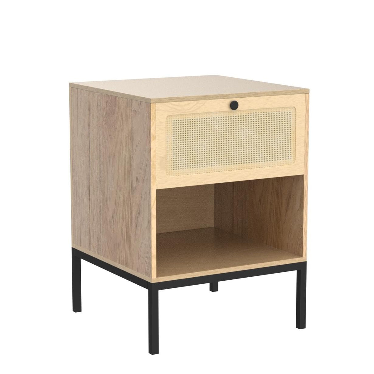 Rattan Nightstand Set of 2, End Table, Bedside Table, Rattan Side Table with Handmade Natural Rattan Decorative Door, Accent Table, Modern Nightstand for Bedroom, Living Room Yechen